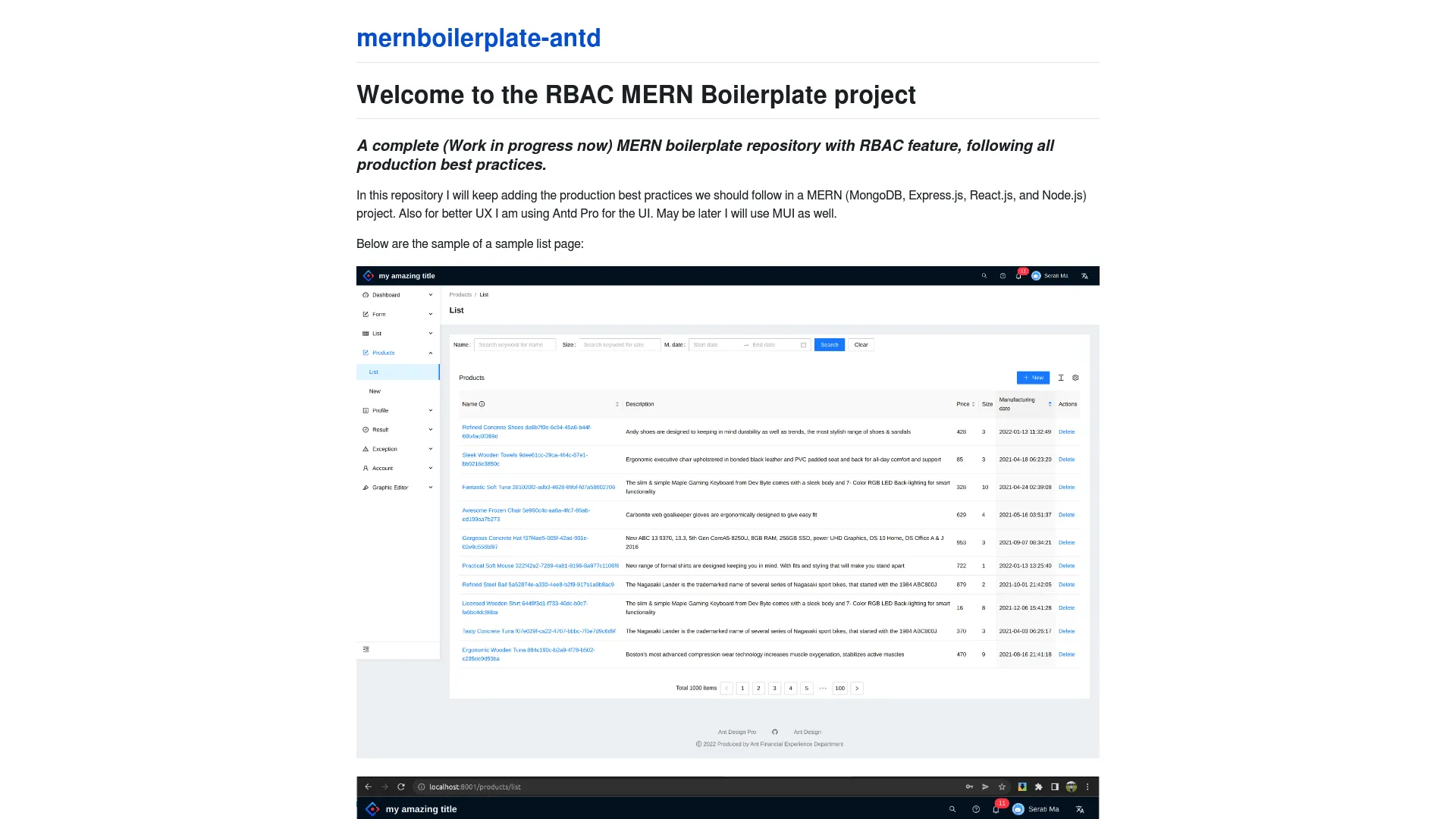 Mernboilerplate Antd screenshot