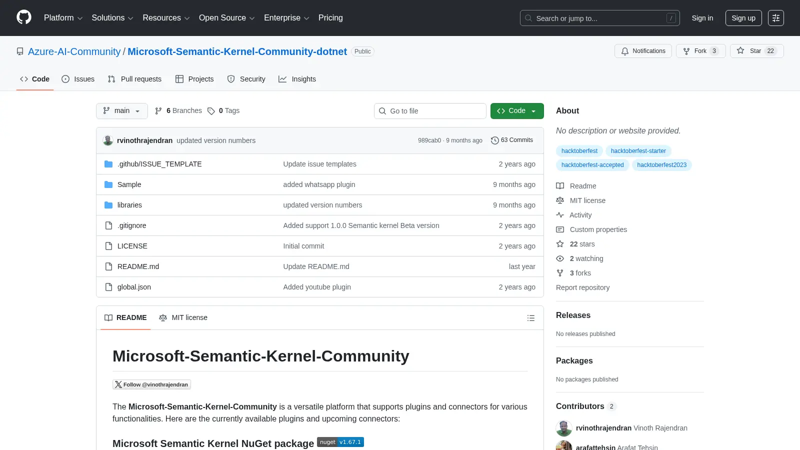 Microsoft Semantic Kernel Community Dotnet screenshot