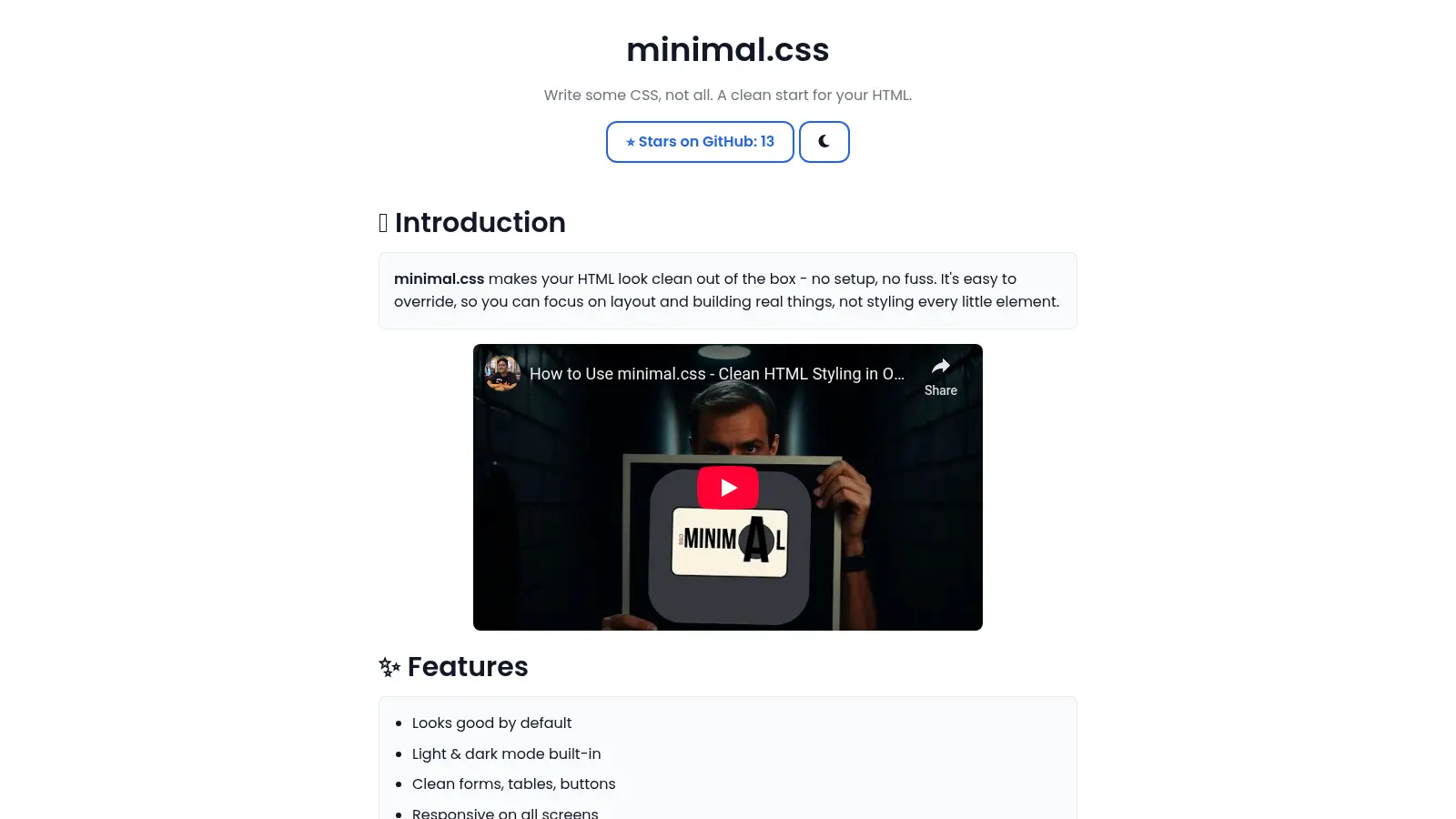 Minimalcss screenshot