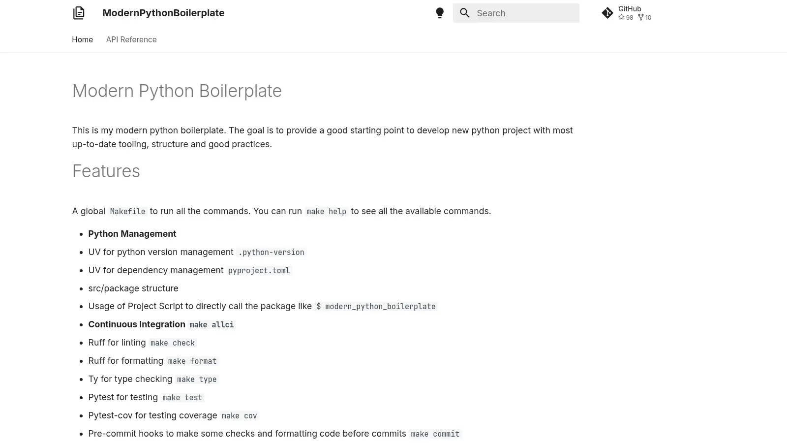 Modern Python Boilerplate screenshot