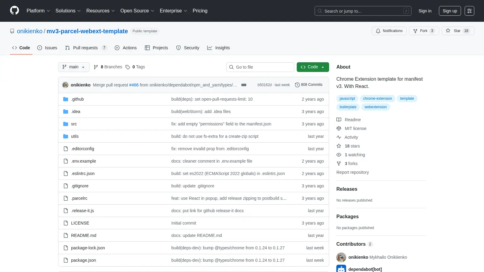Mv3 Parcel Webext Template screenshot