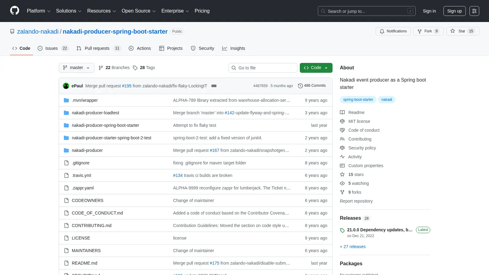 Nakadi Producer Spring Boot Starter screenshot