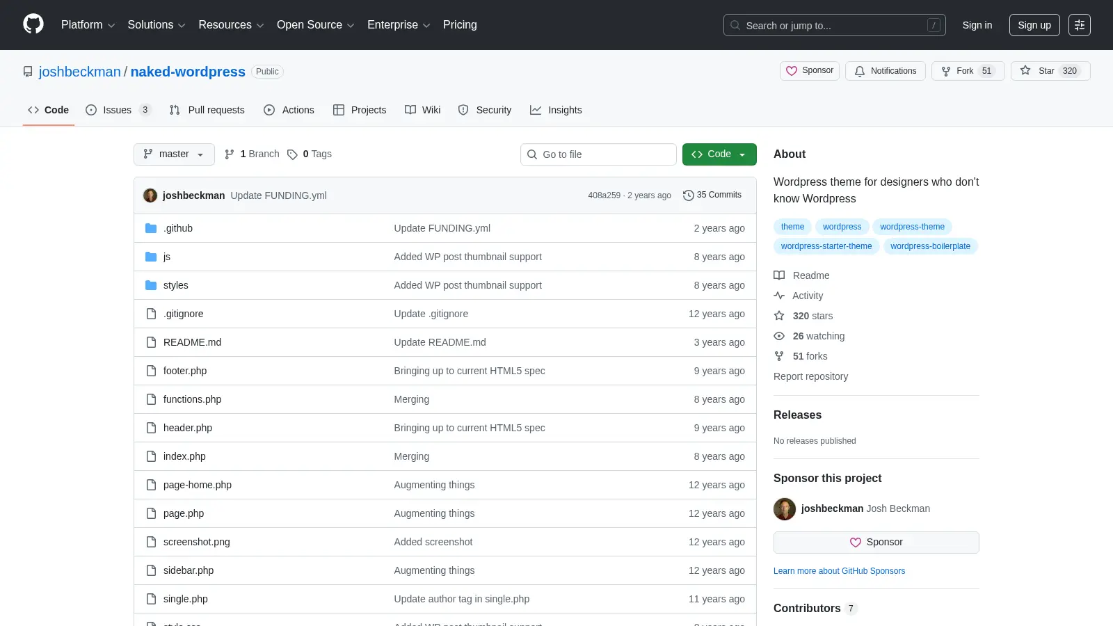 Naked Wordpress screenshot