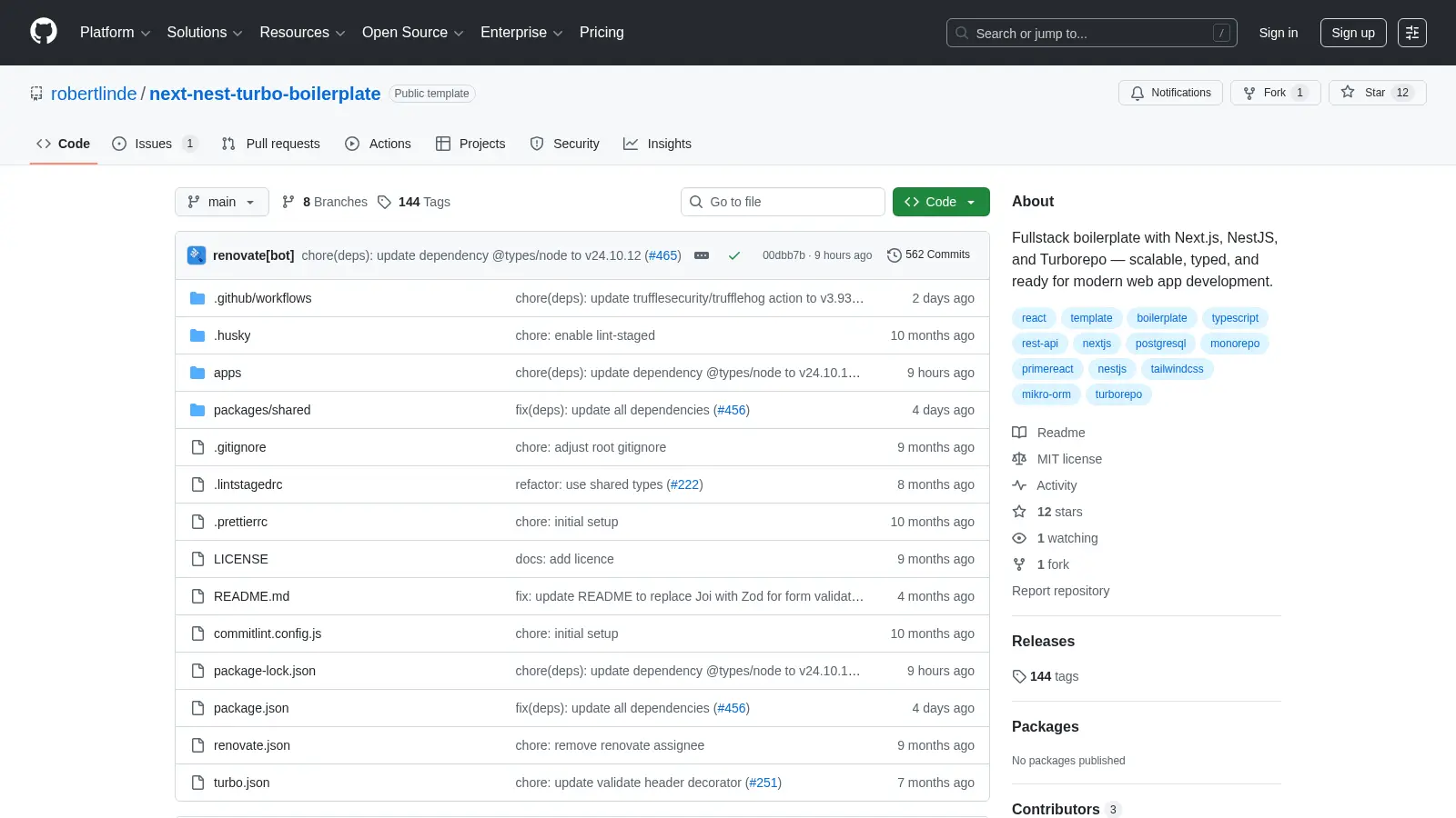 Next Nest Turbo Boilerplate screenshot