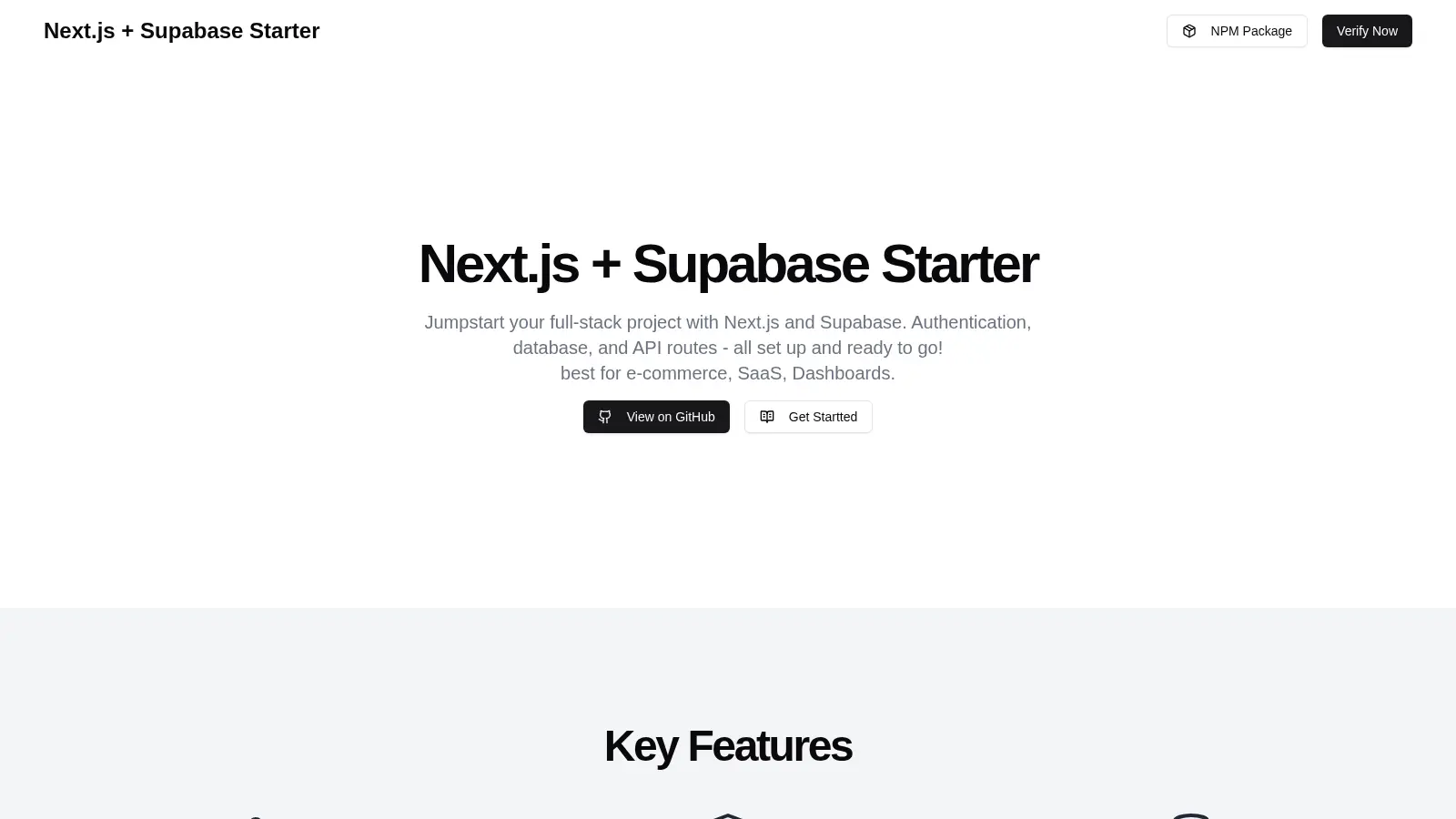 Next Supabase Starter screenshot