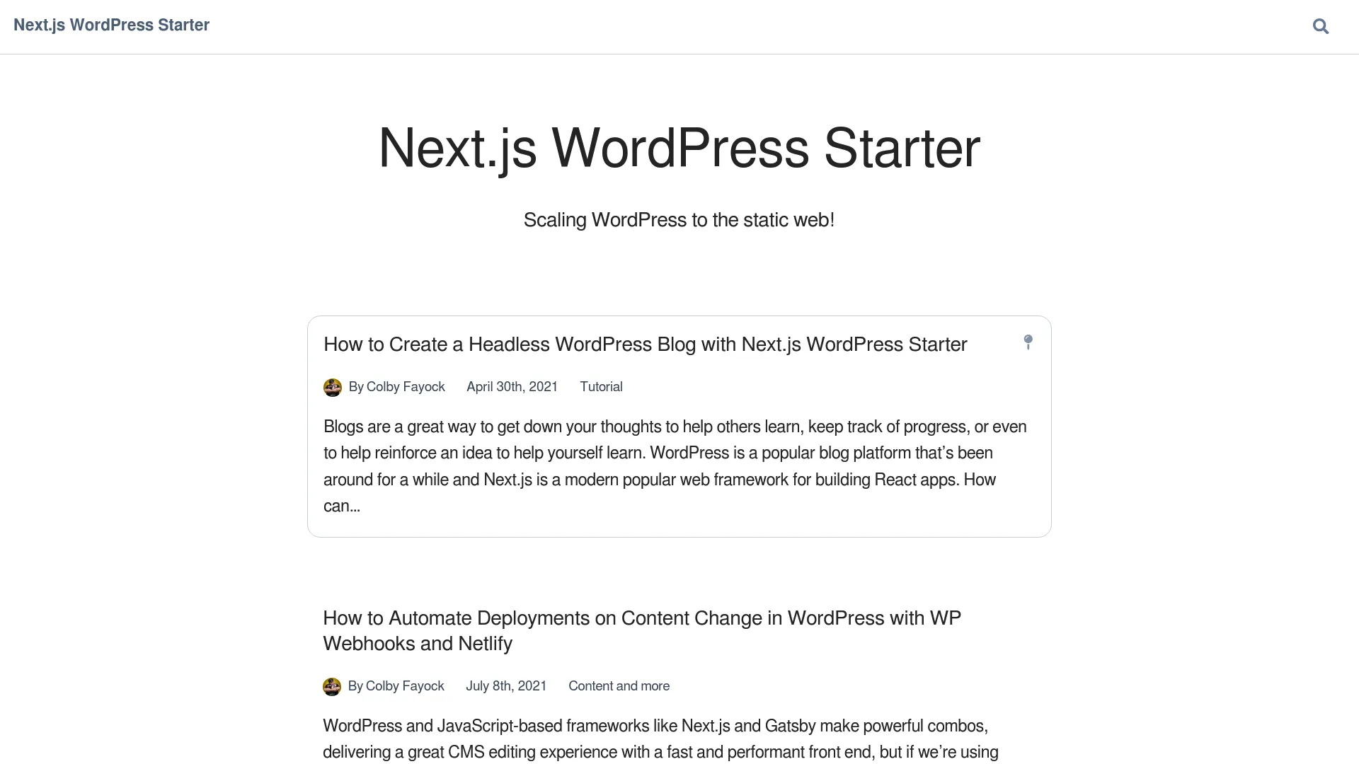Next Wordpress Starter screenshot