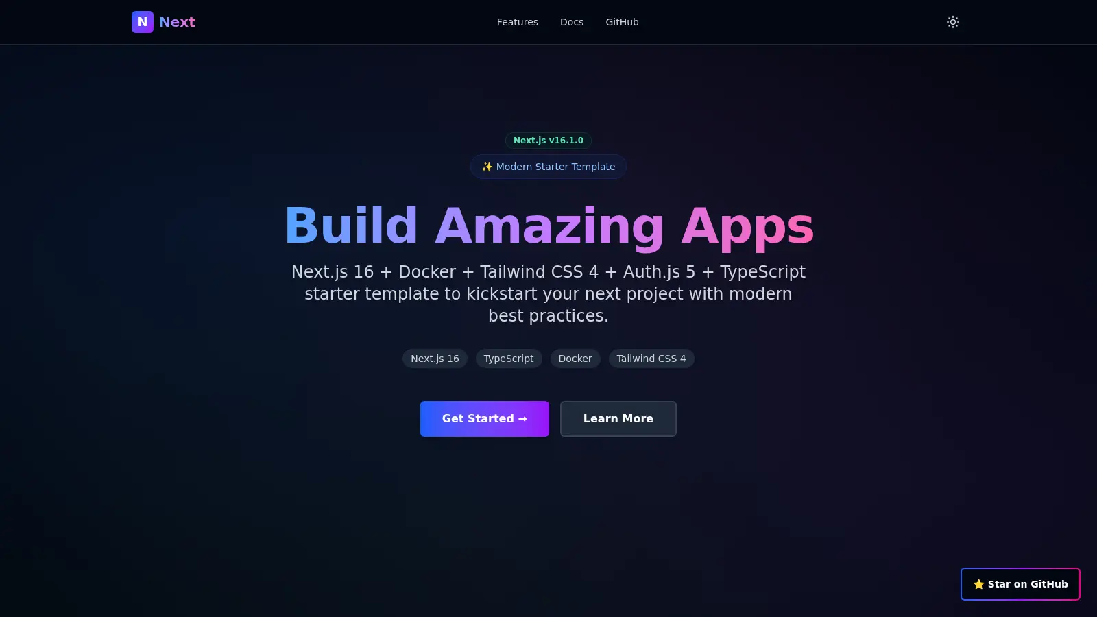 Next16 Docker Tw4 Starter screenshot