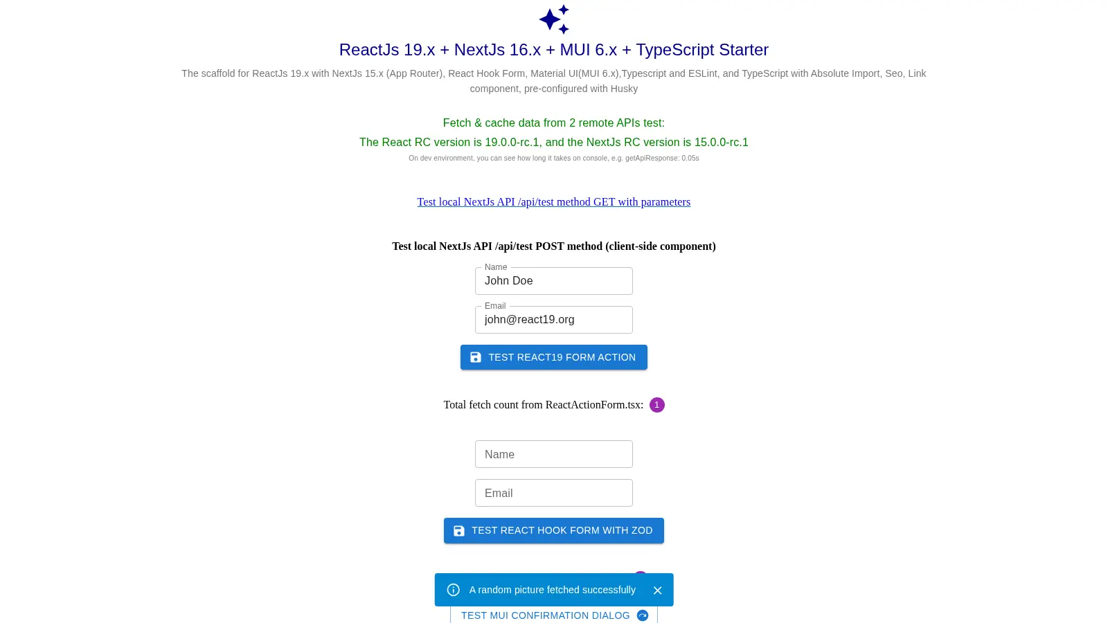 Nextjs Materia Mui Typescript Hook Form Scaffold Boilerplate Starter screenshot