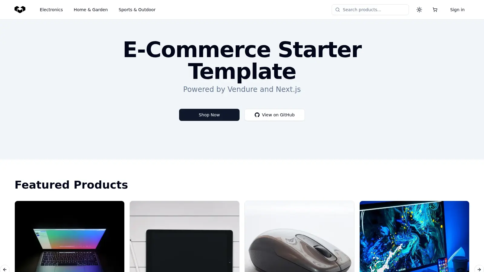 Nextjs Starter Vendure screenshot