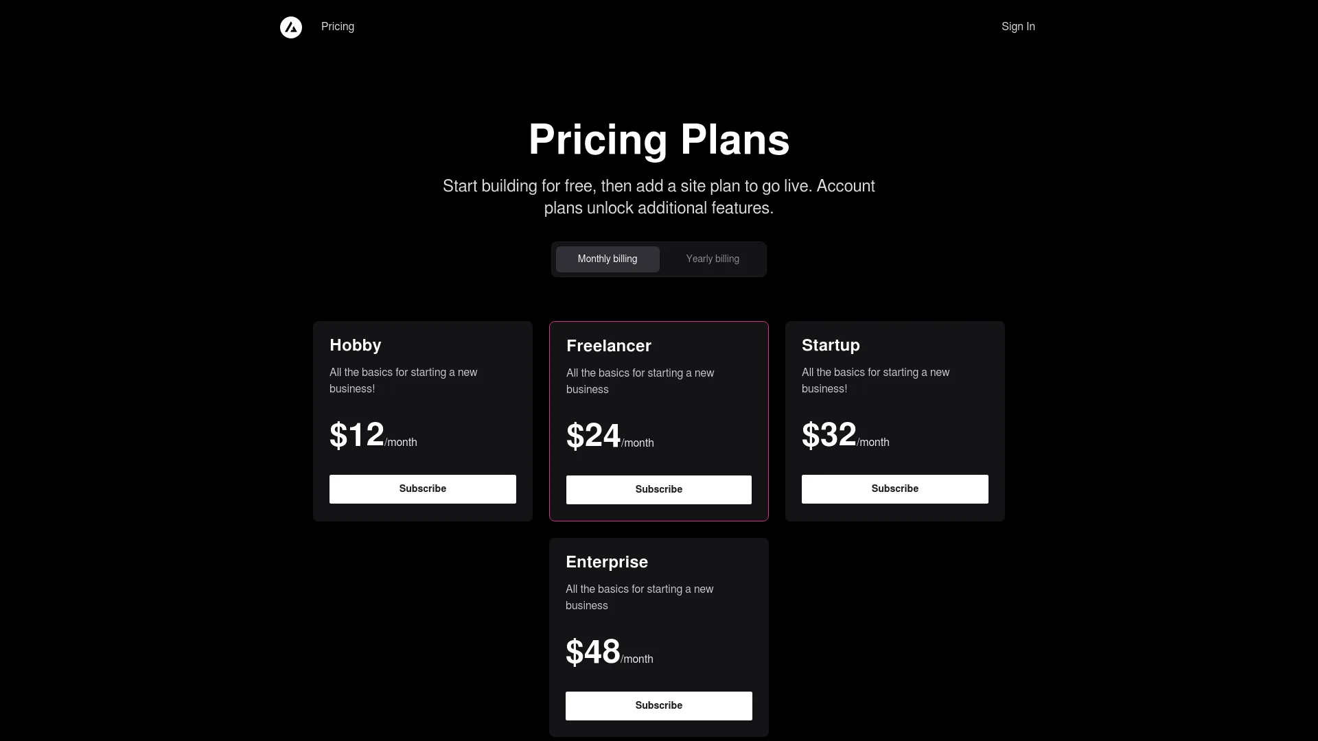 Nextjs Subscription Payments screenshot