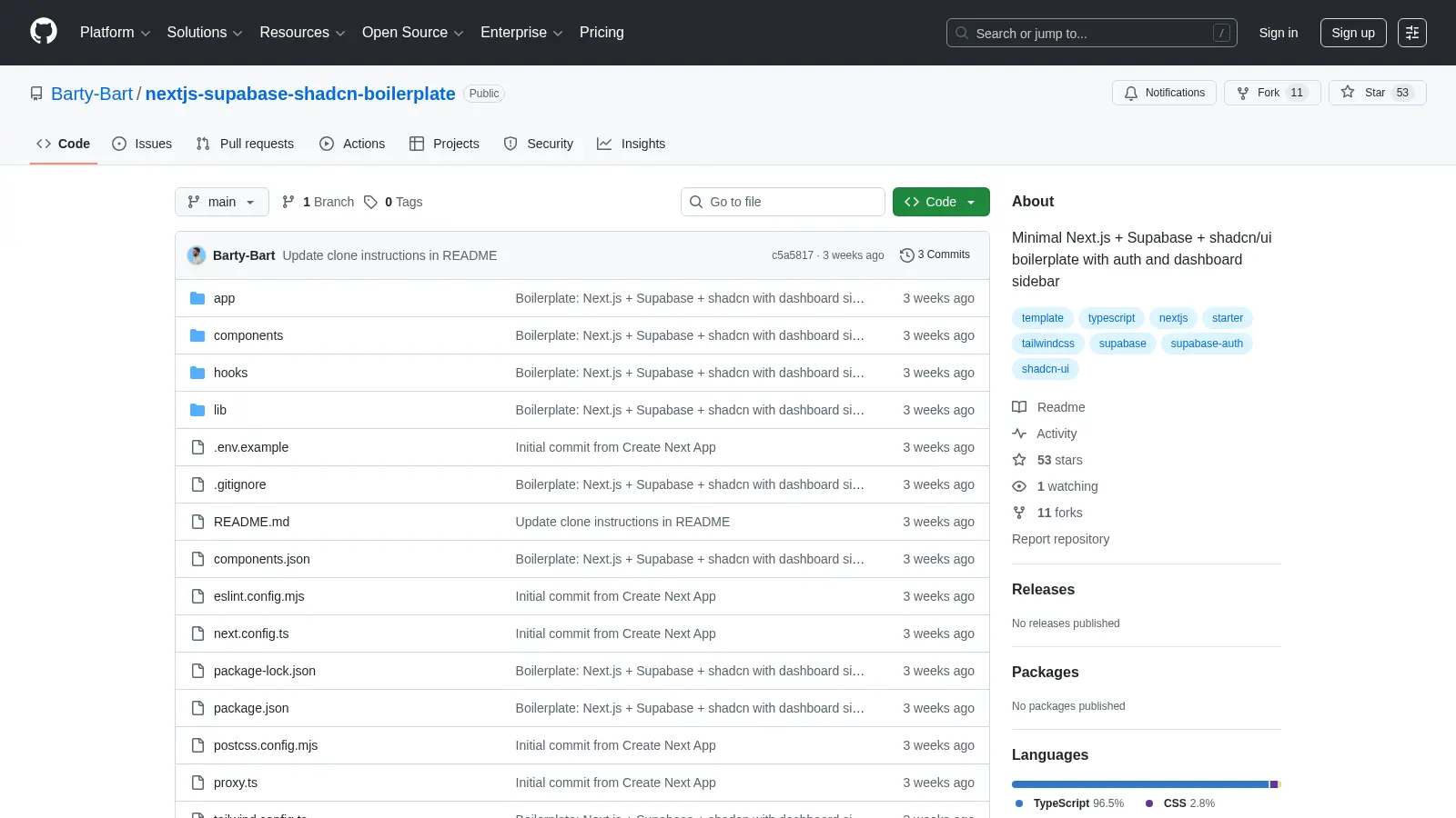 Nextjs Supabase Shadcn Boilerplate screenshot