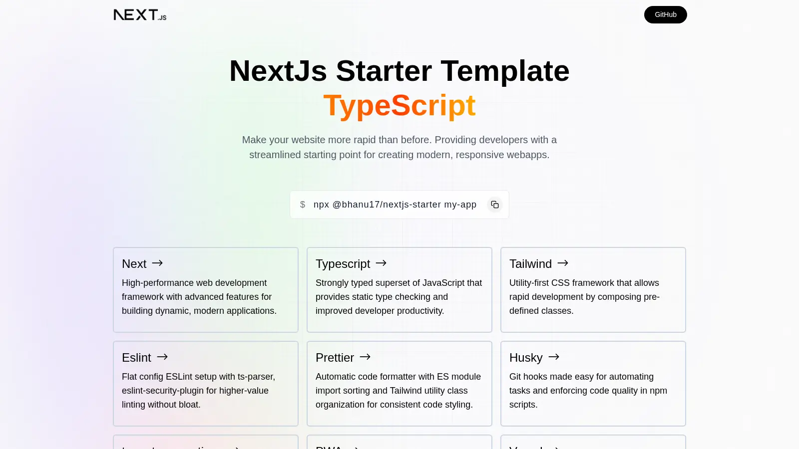 Nextjs15 Starter Template screenshot