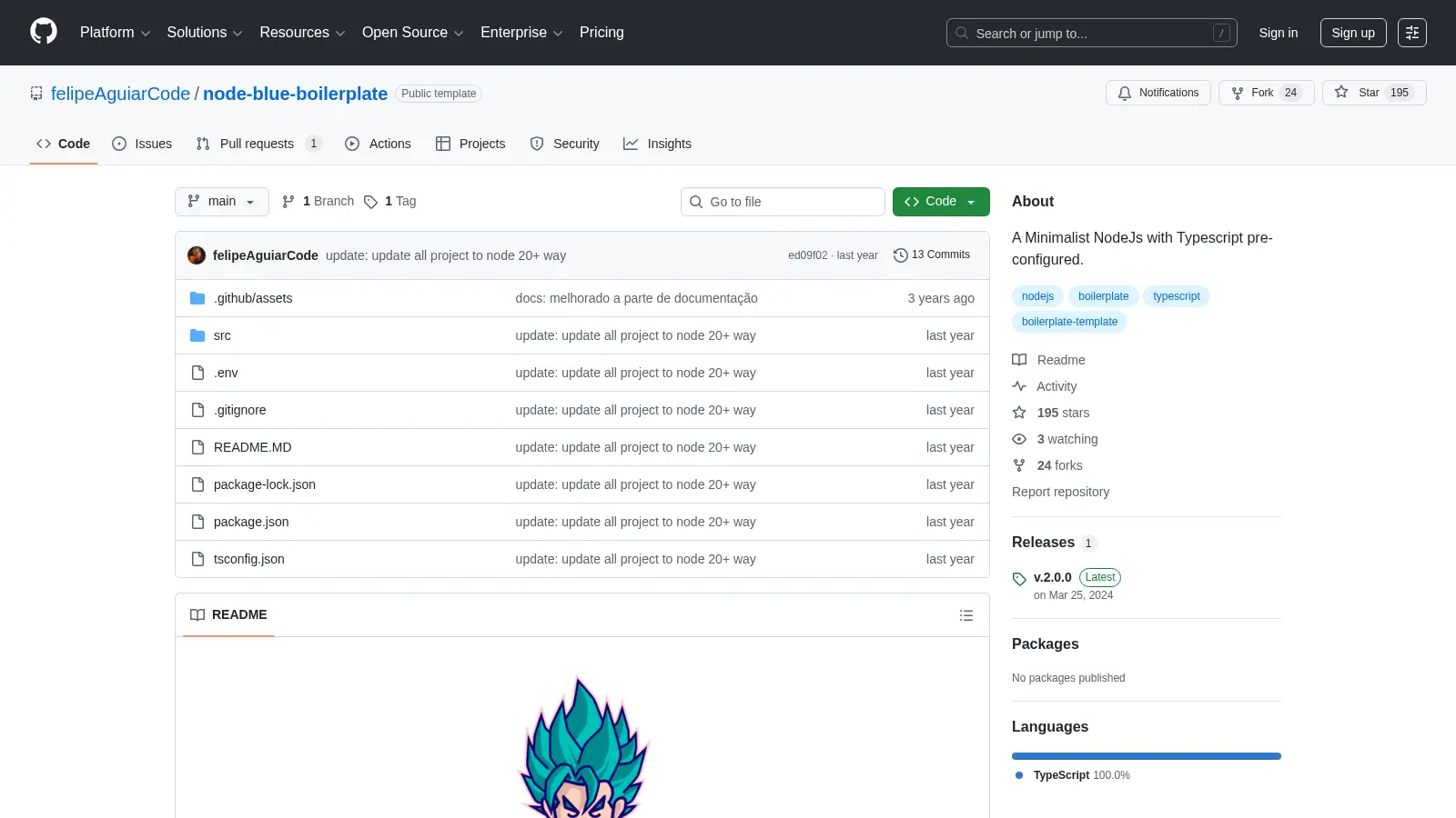 Node Blue Boilerplate screenshot