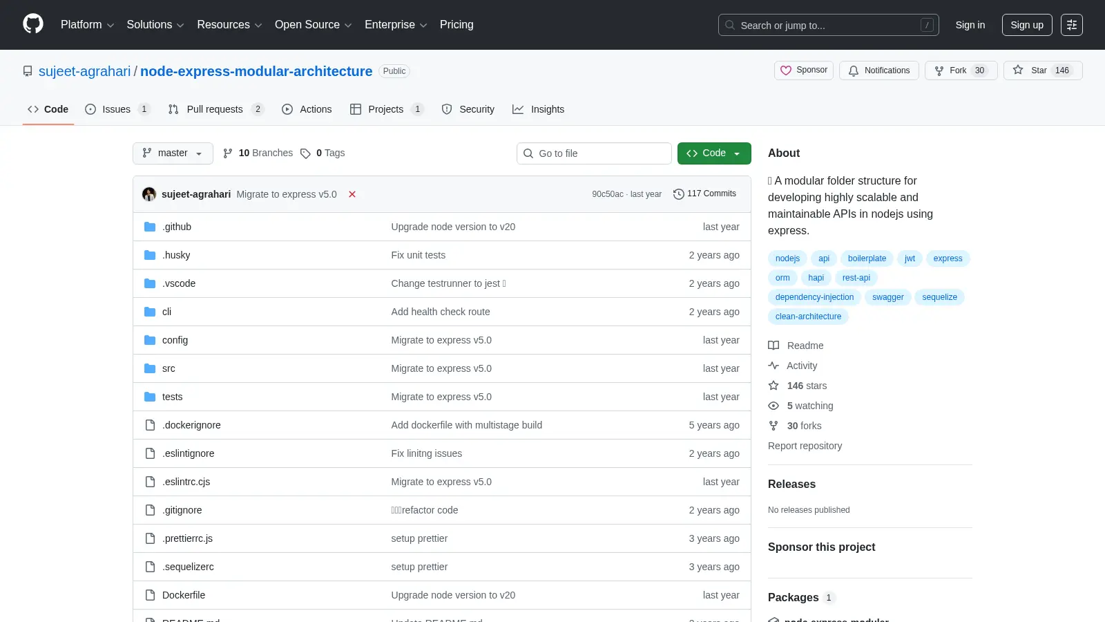 Node Express Modular Architecture screenshot
