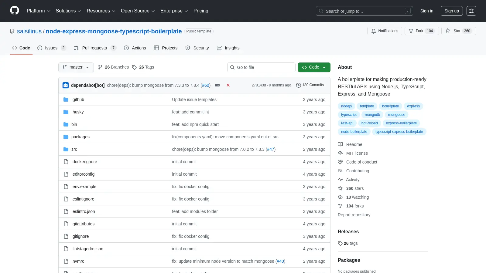 Node Express Mongoose Typescript Boilerplate screenshot