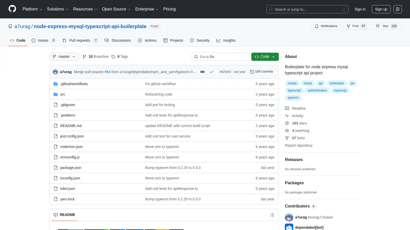Node Express Mysql Typescript Api Boilerplate screenshot
