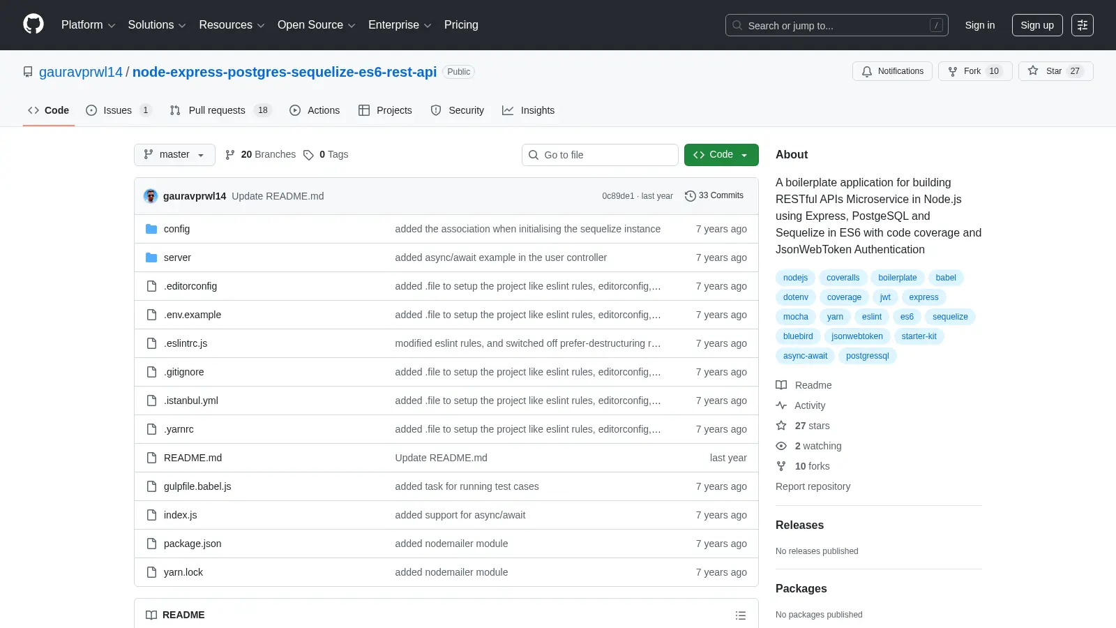 Node Express Postgres Sequelize Es6 Rest Api screenshot