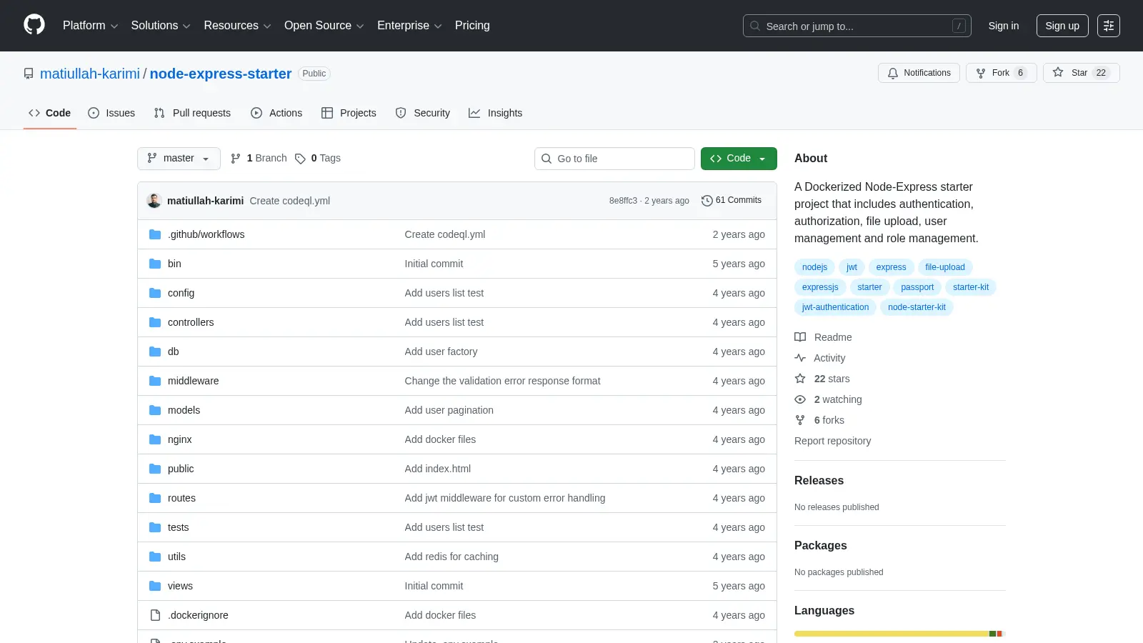 Node Express Starter screenshot