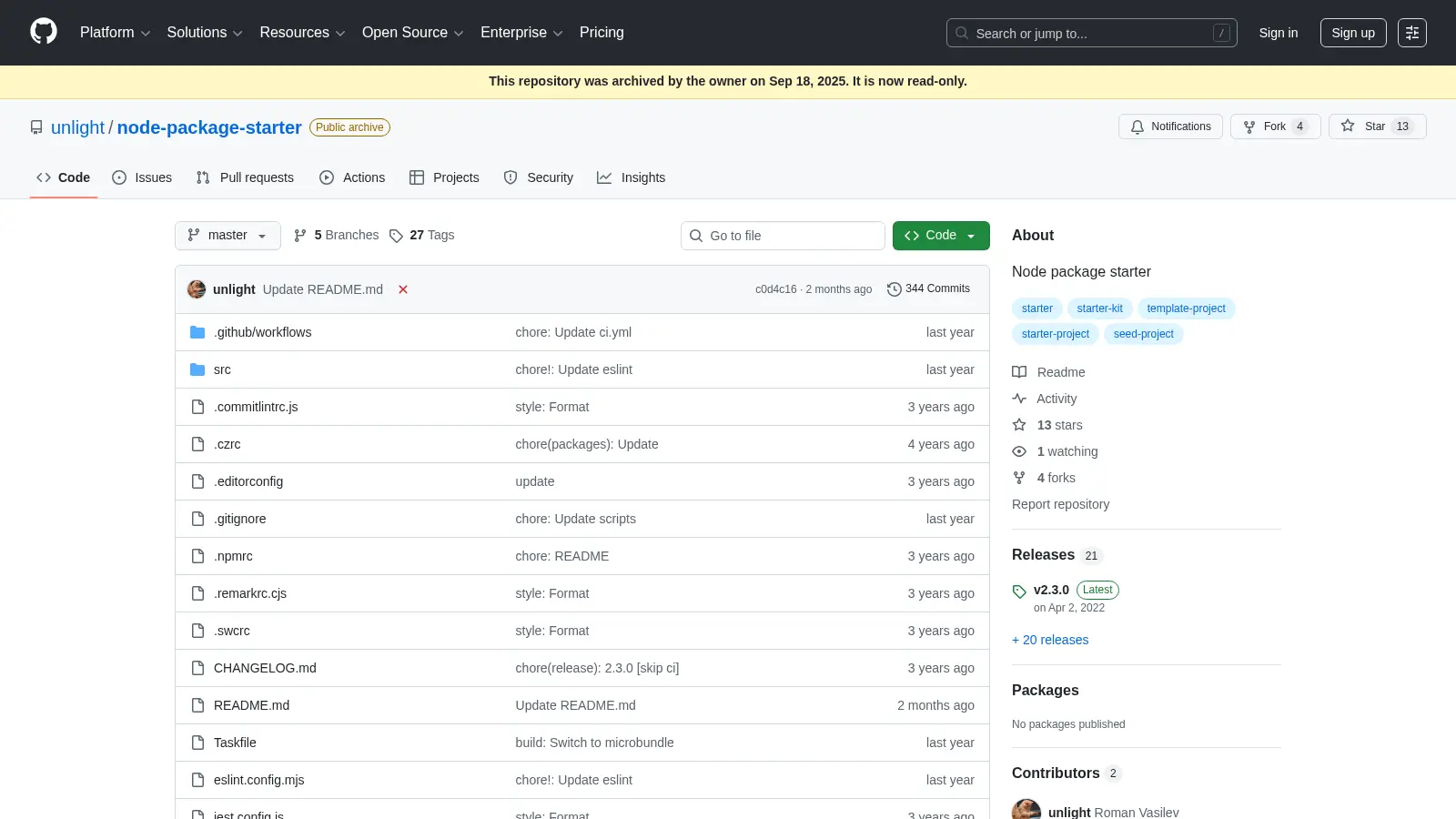 Node Package Starter screenshot