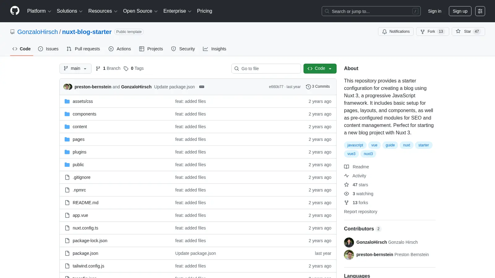 Nuxt Blog Starter screenshot