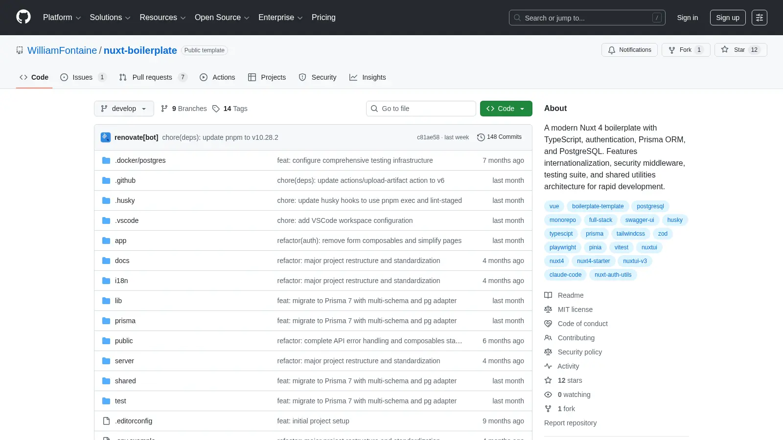 Nuxt Boilerplate screenshot