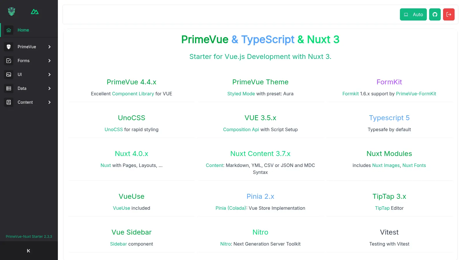 Nuxt Primevue Starter screenshot