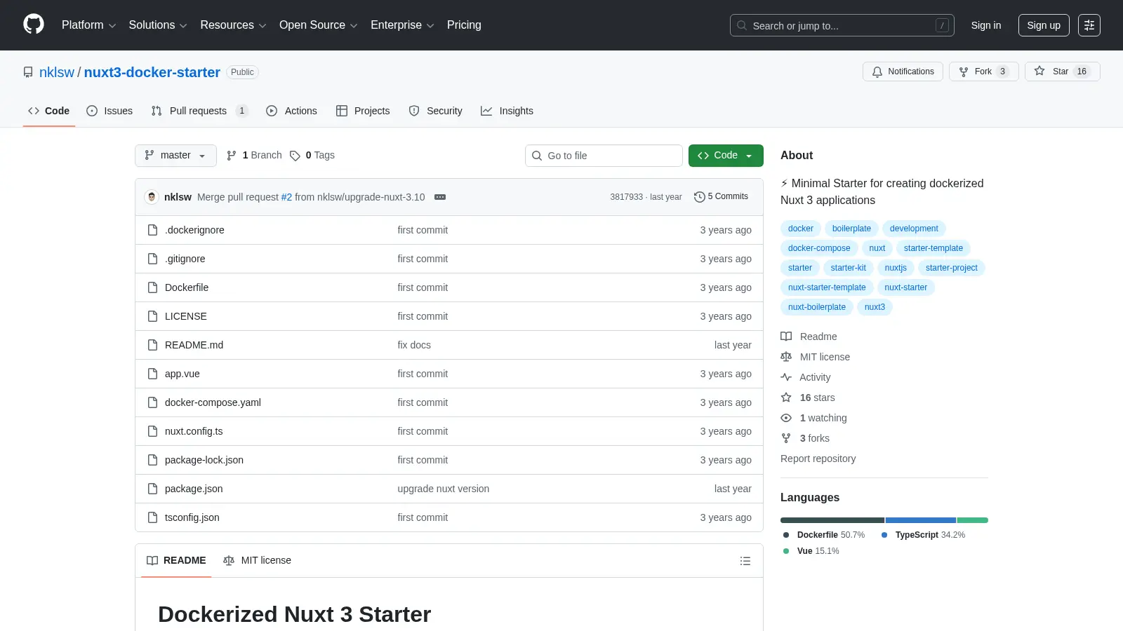 Nuxt3 Docker Starter screenshot
