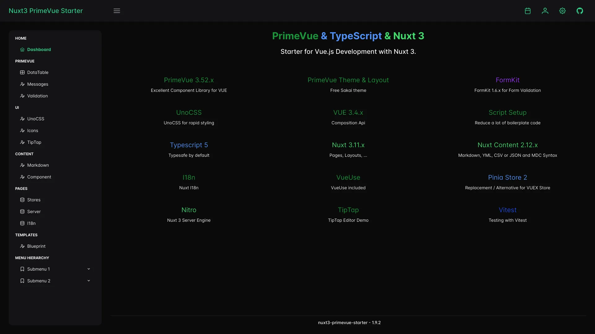 Nuxt3 Primevue Starter screenshot