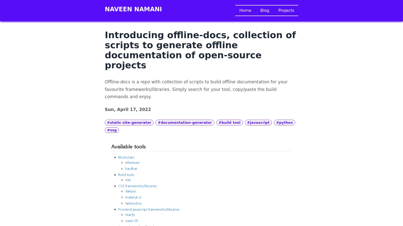 Offline Docs screenshot