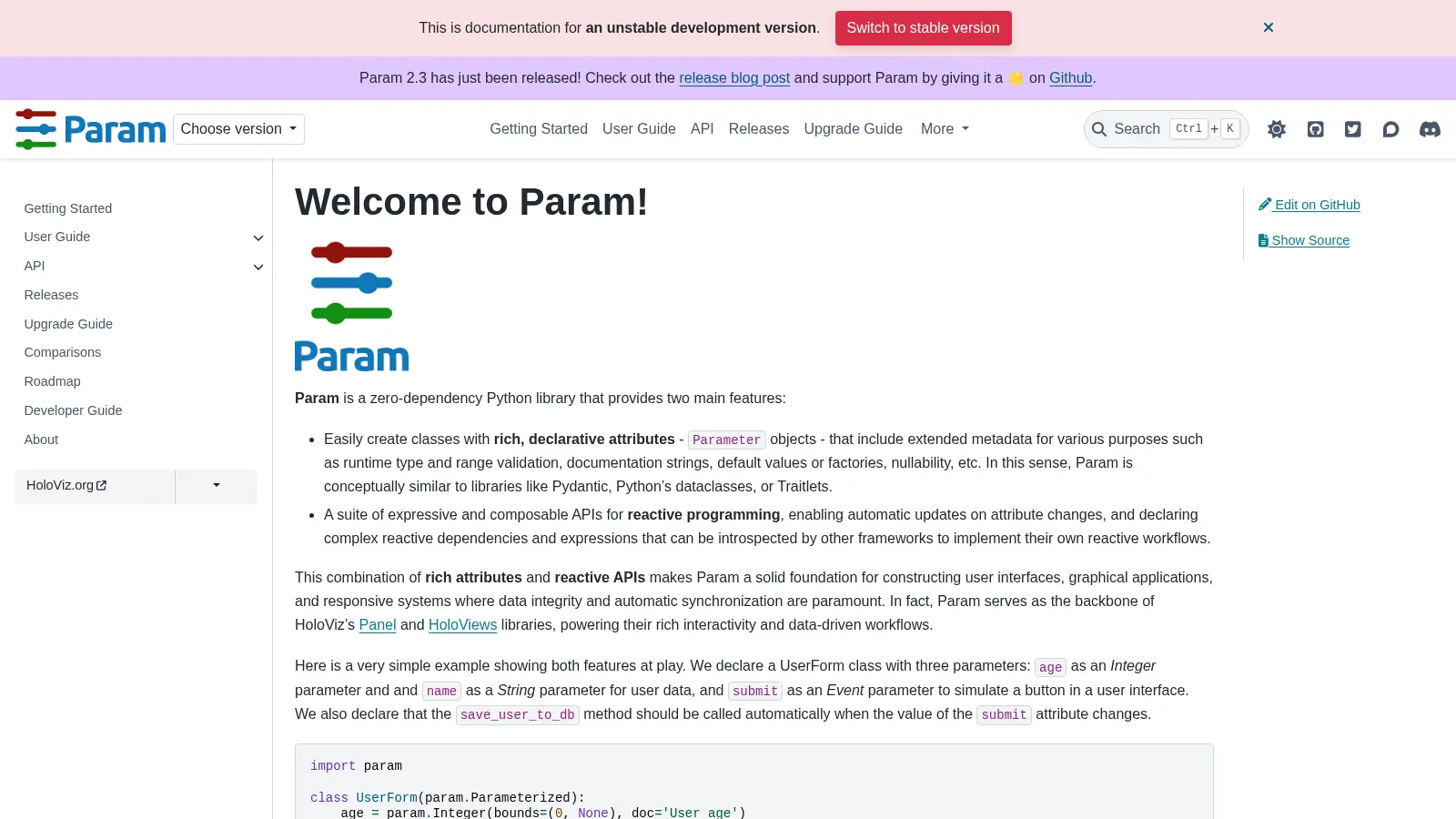 Param screenshot