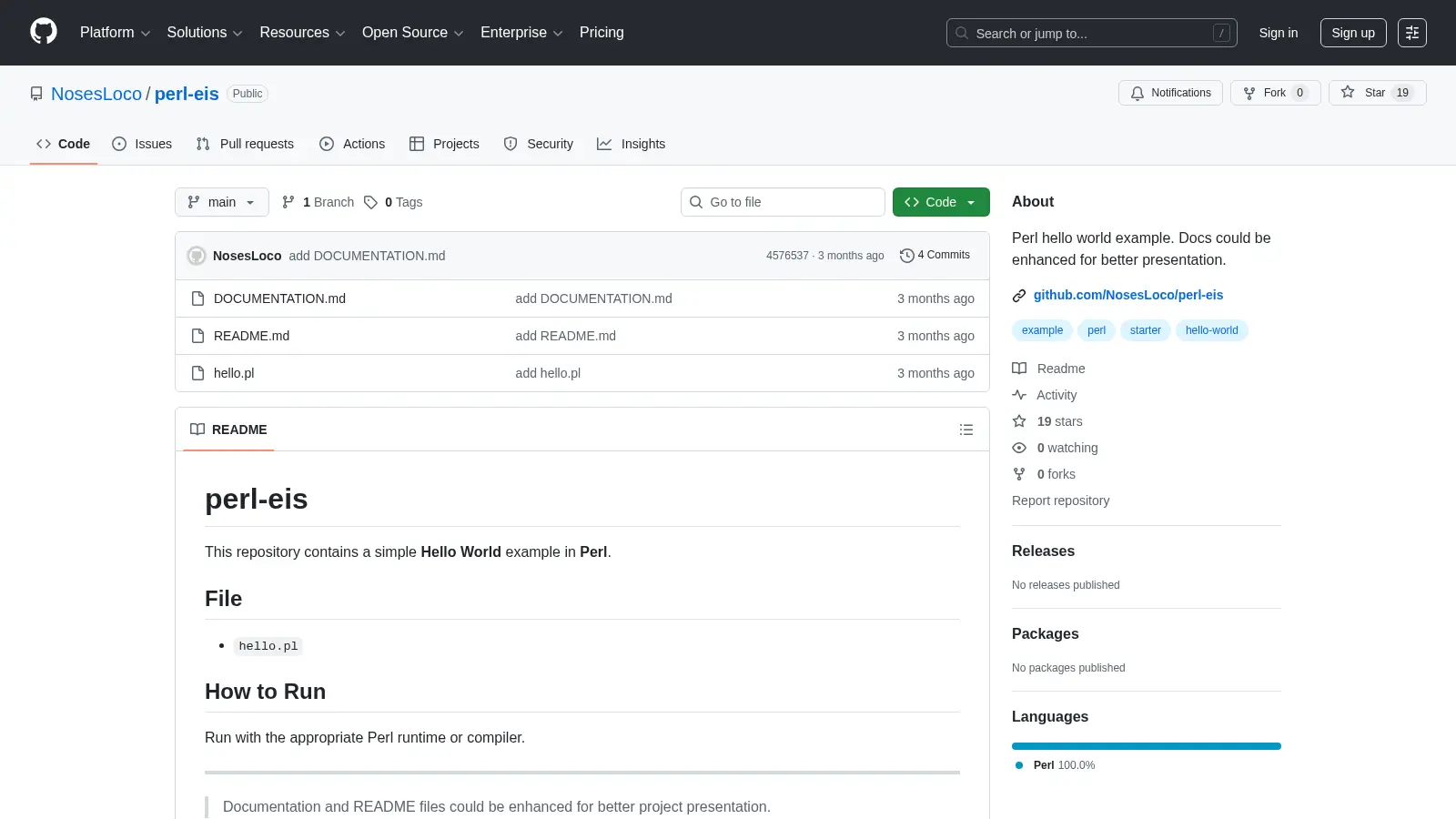 Perl Eis screenshot