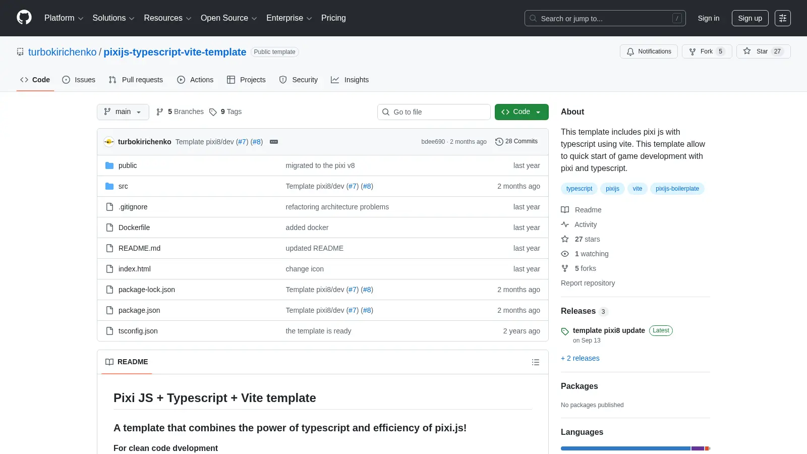 Pixijs Typescript Vite Template screenshot