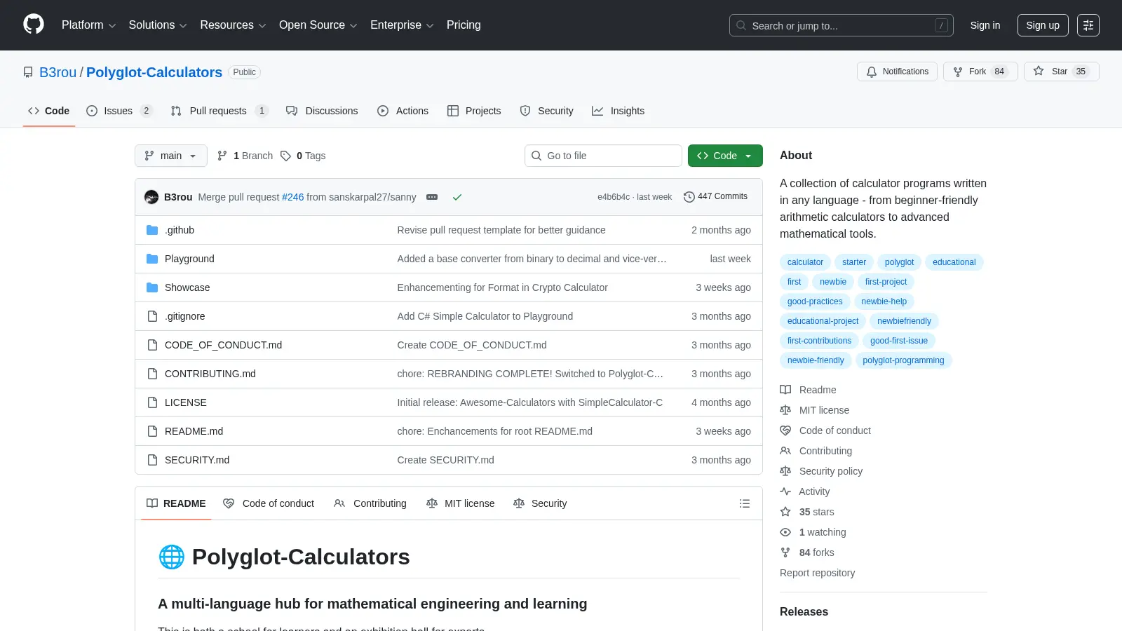 Polyglot Calculators screenshot