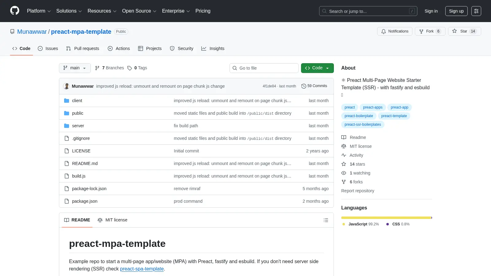 Preact Mpa Template screenshot