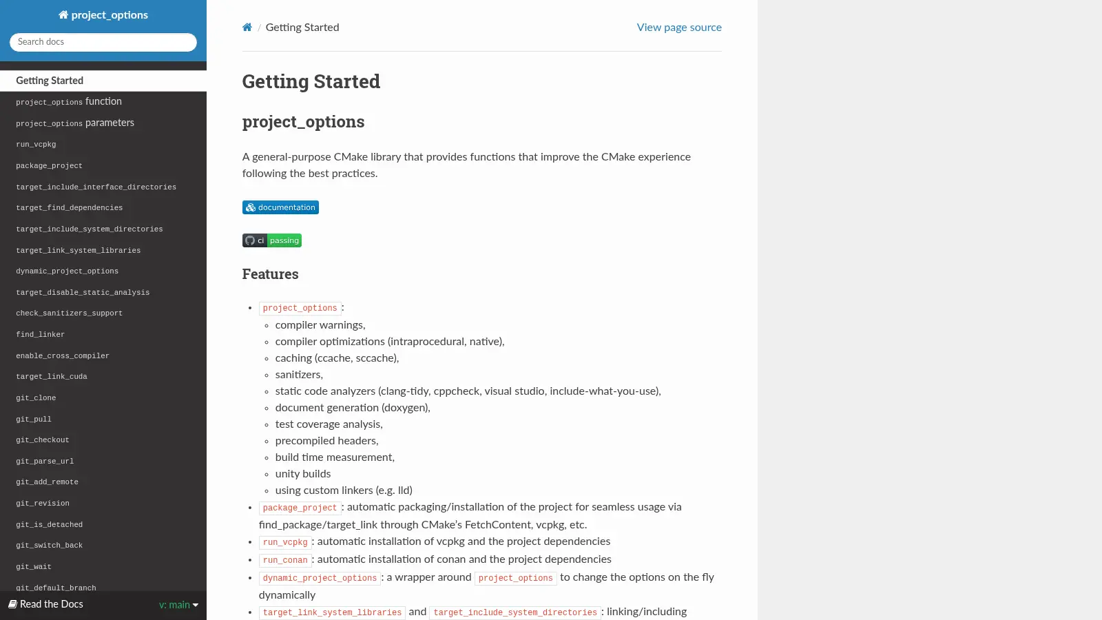 Project Options screenshot