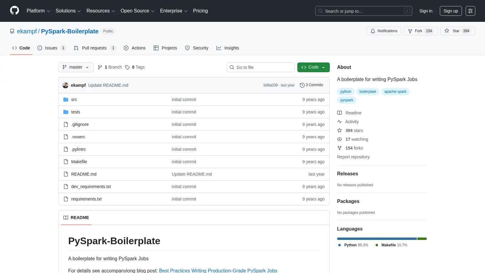 Pyspark Boilerplate screenshot