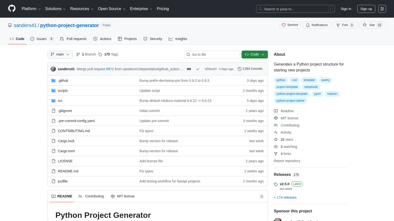 Python Project Generator screenshot