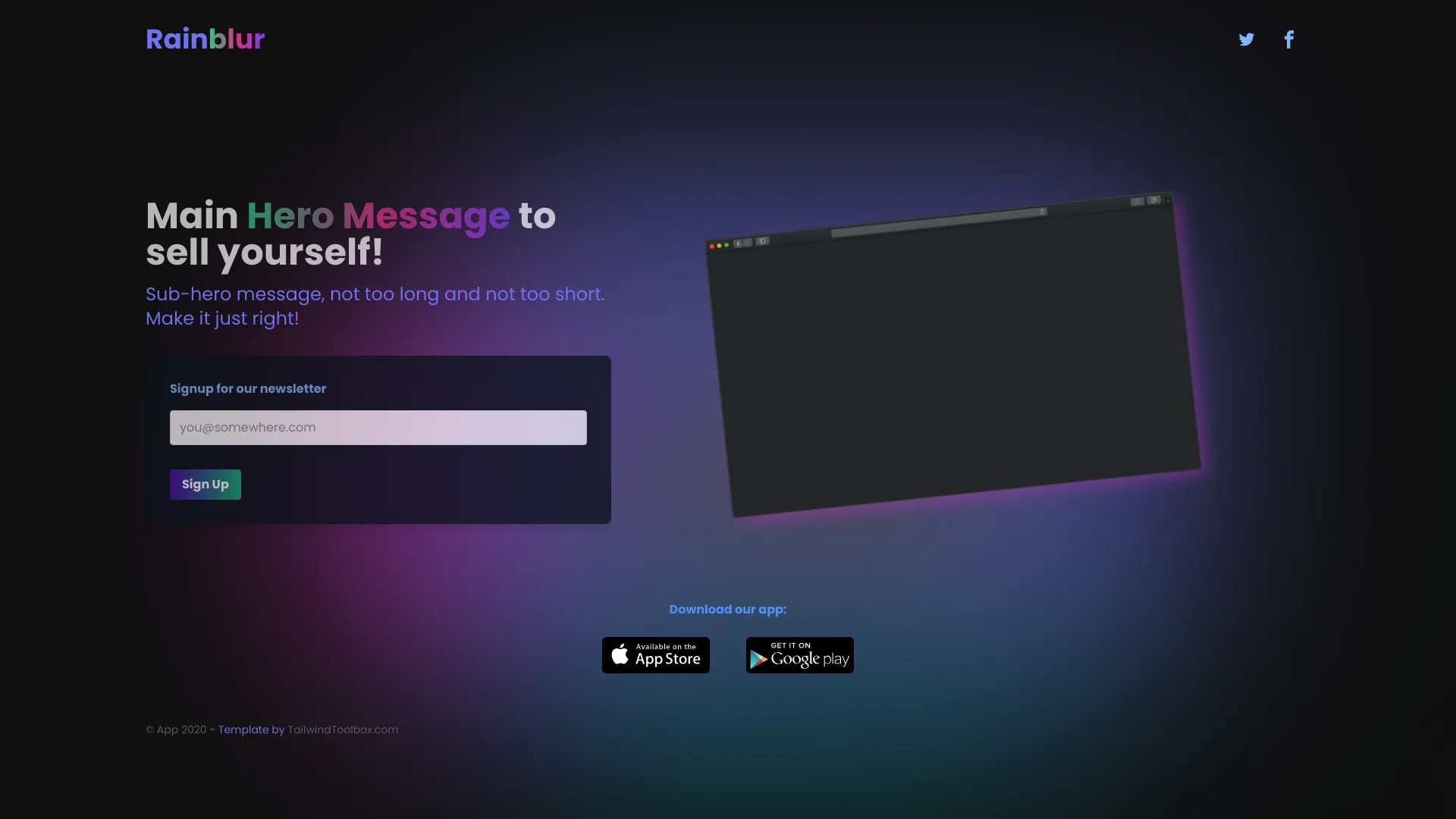 Rainblur Landing Page screenshot