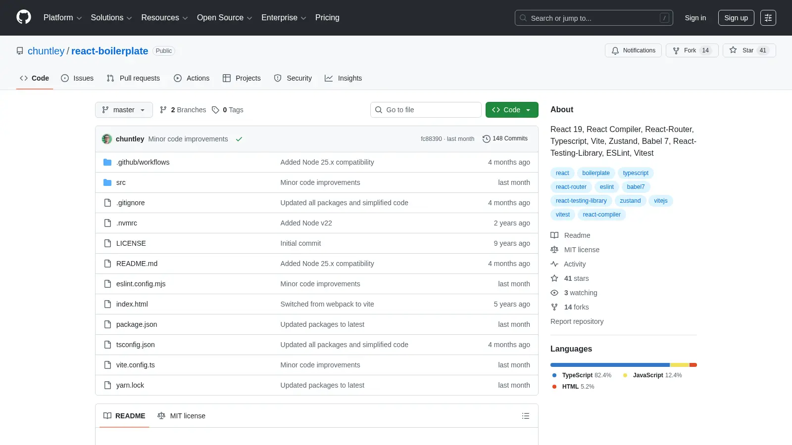 React Boilerplate 2 screenshot