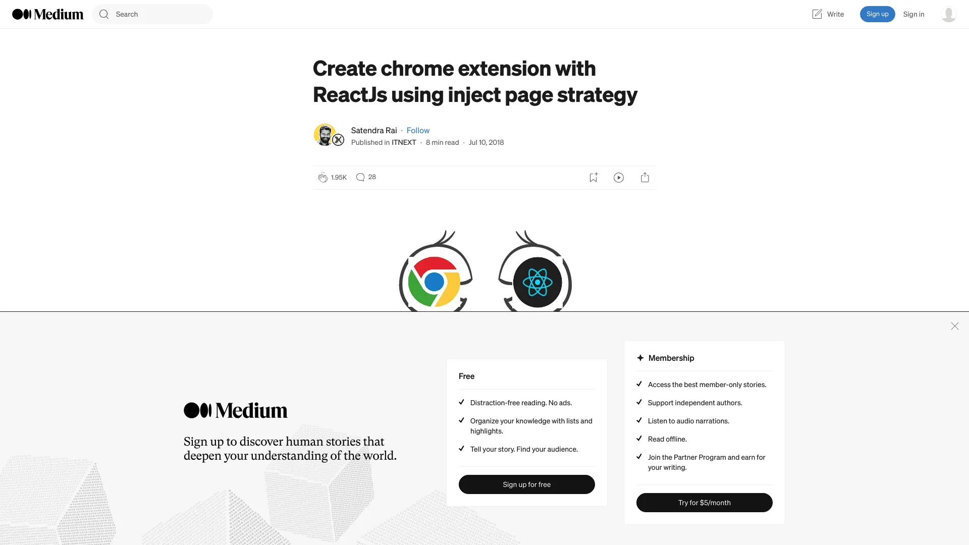 React Chrome Extension screenshot
