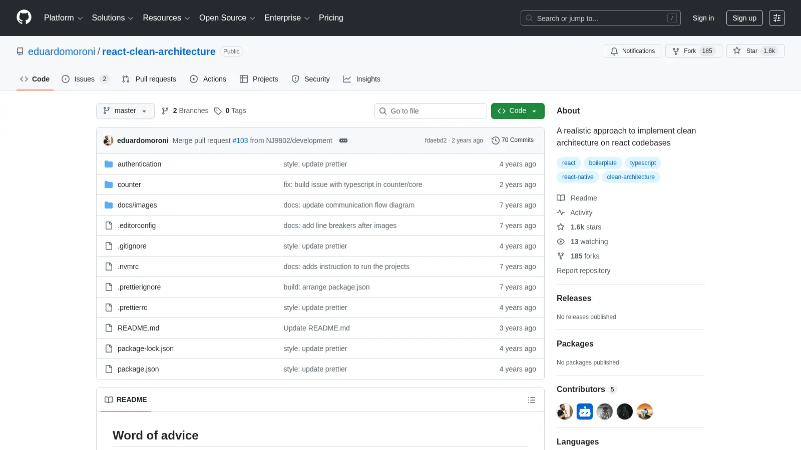 React Clean Architecture screenshot