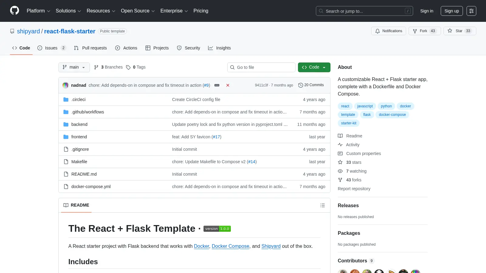 React Flask Starter screenshot