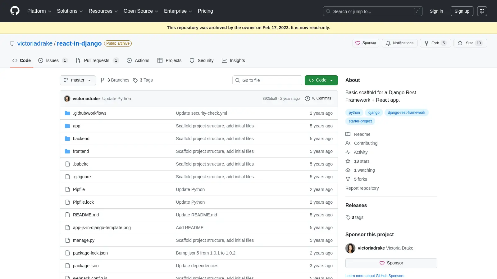 React In Django screenshot