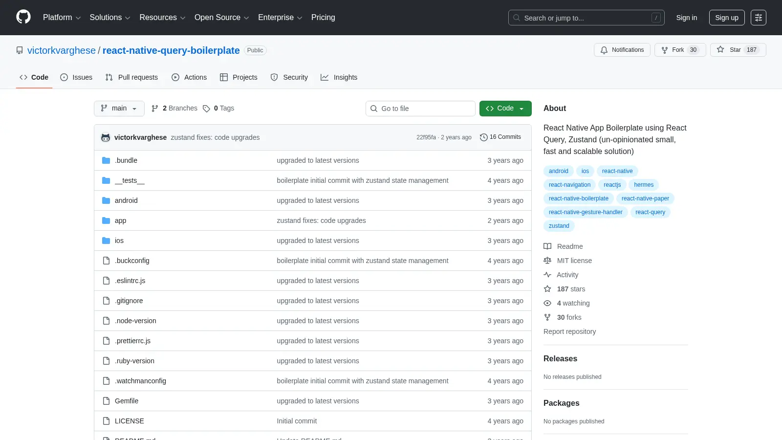 React Native Query Boilerplate screenshot