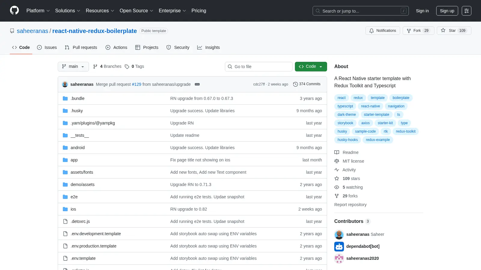 React Native Redux Boilerplate screenshot