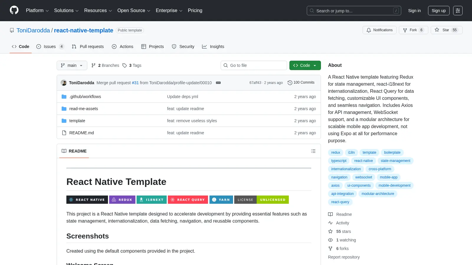 React Native Template 3 screenshot
