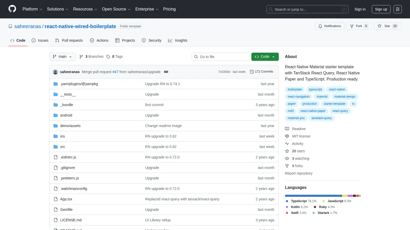 React Native Wired Boilerplate screenshot