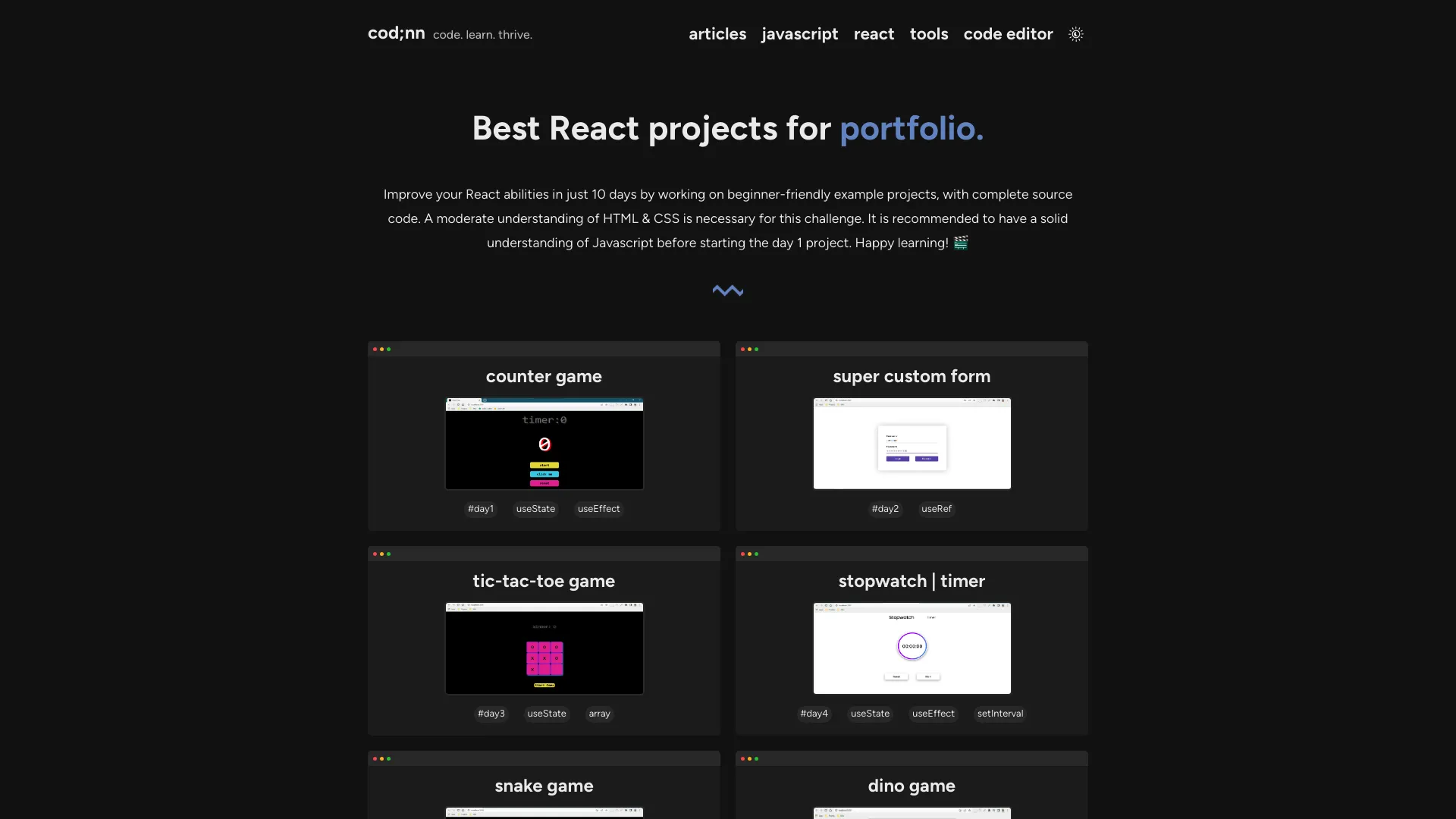 React Project Ideas screenshot