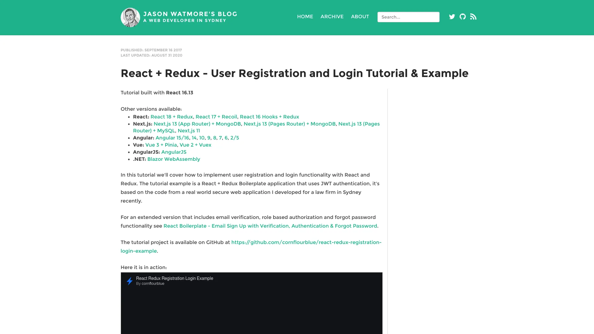 React Redux Registration Login Example screenshot