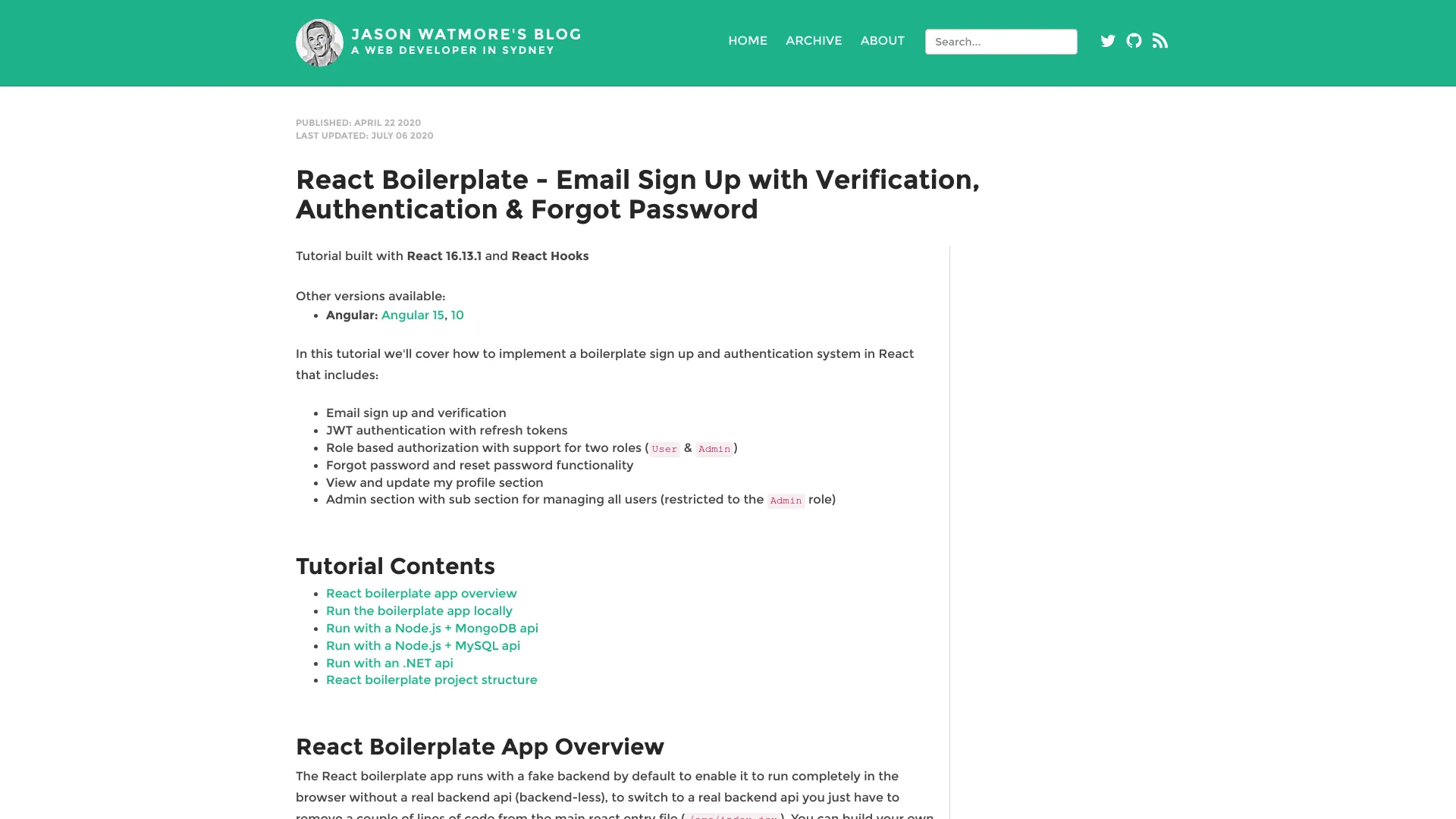React Signup Verification Boilerplate screenshot